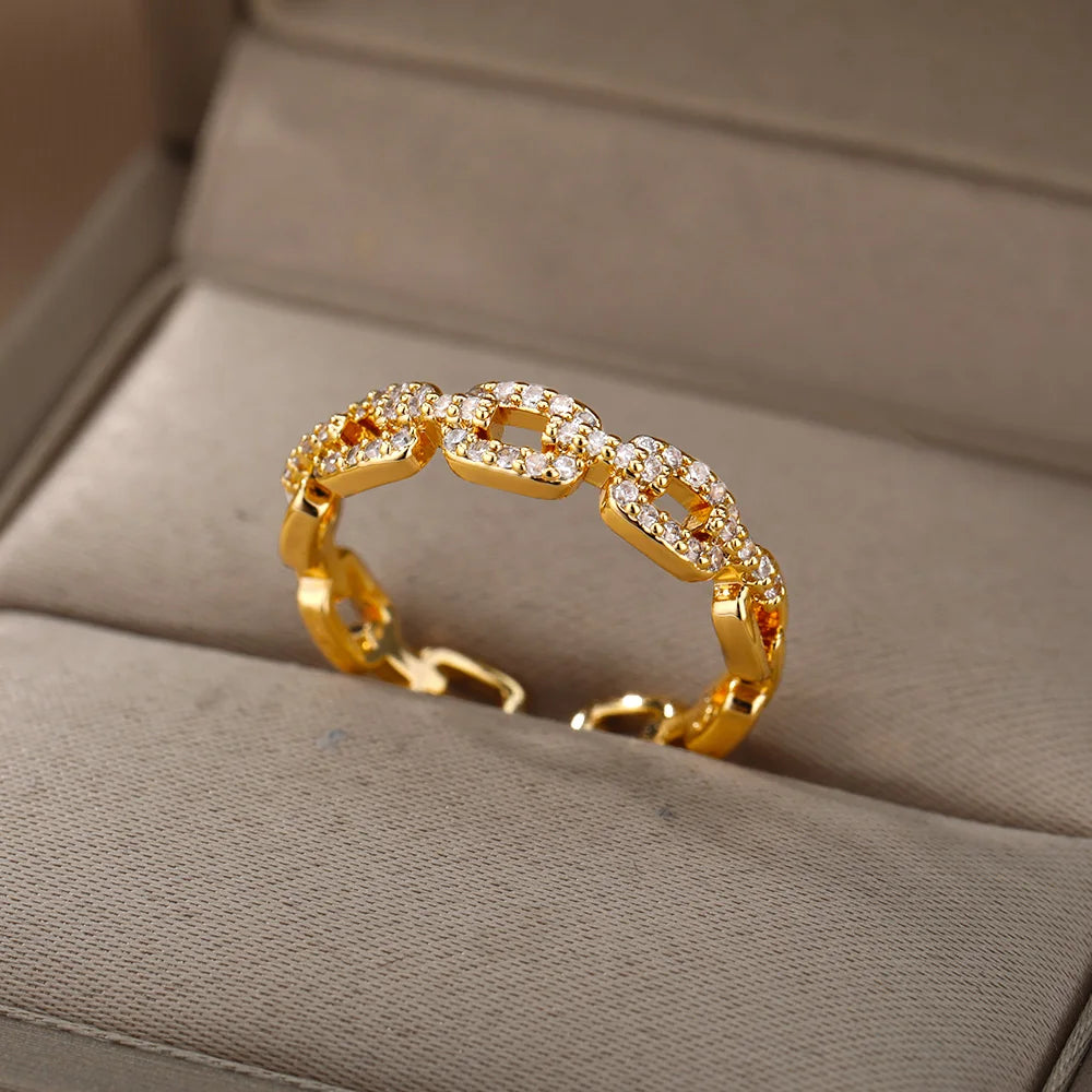 Geometric Zircon Open Ring