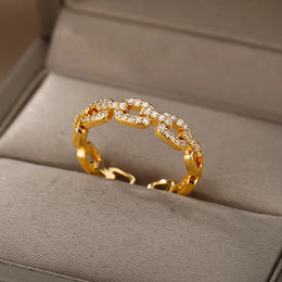 Geometric Zircon Open Ring