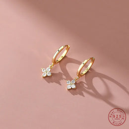 Floral Zircon Silver Studs