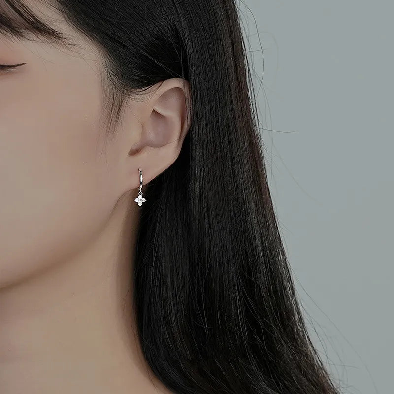 Floral Zircon Silver Studs