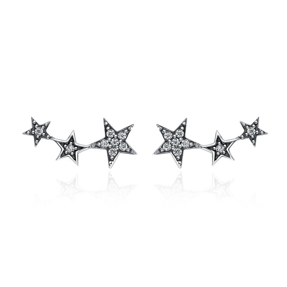 Stackable Star Silver Earrings