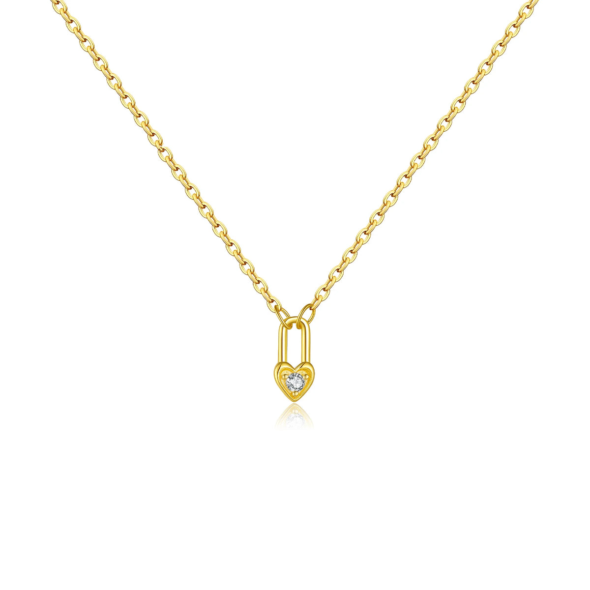 Heart Padlock Silver Necklace