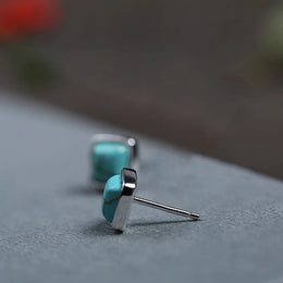 Geometric Turquoise Silver Studs