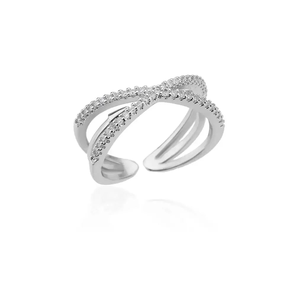 Geometric Zircon Open Ring