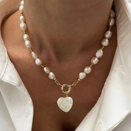 Layered Pearl Heart Necklace