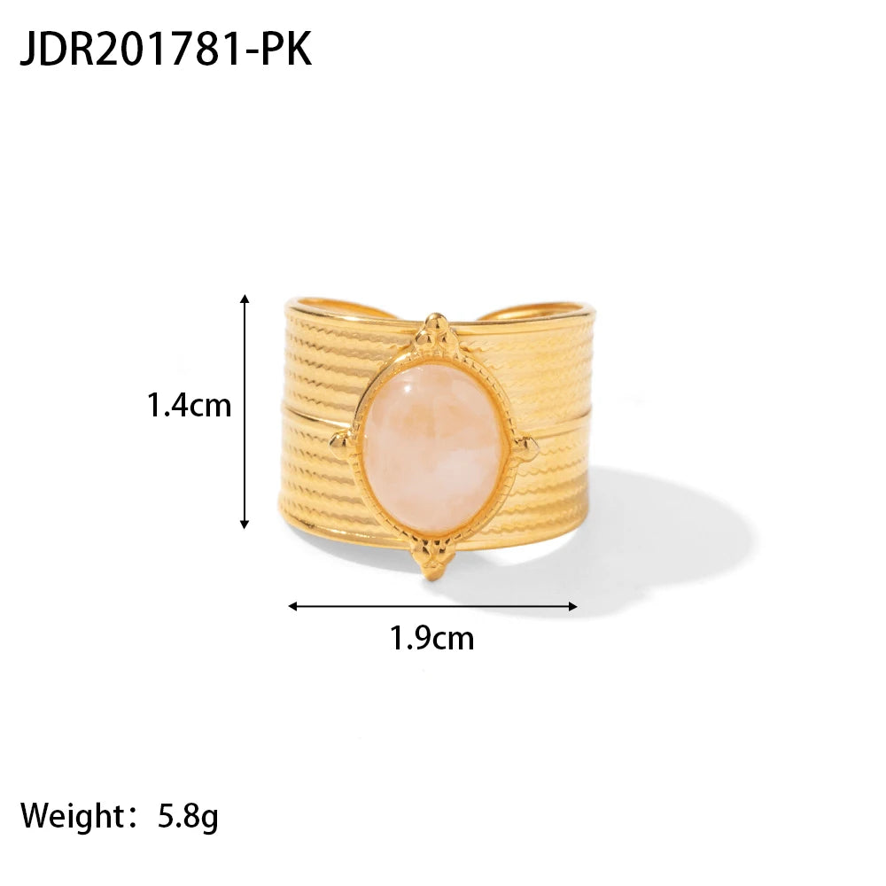 Natural Stone Steel Ring