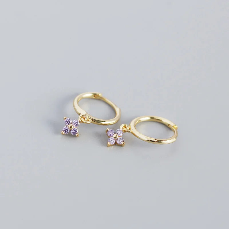 Floral Zircon Silver Studs