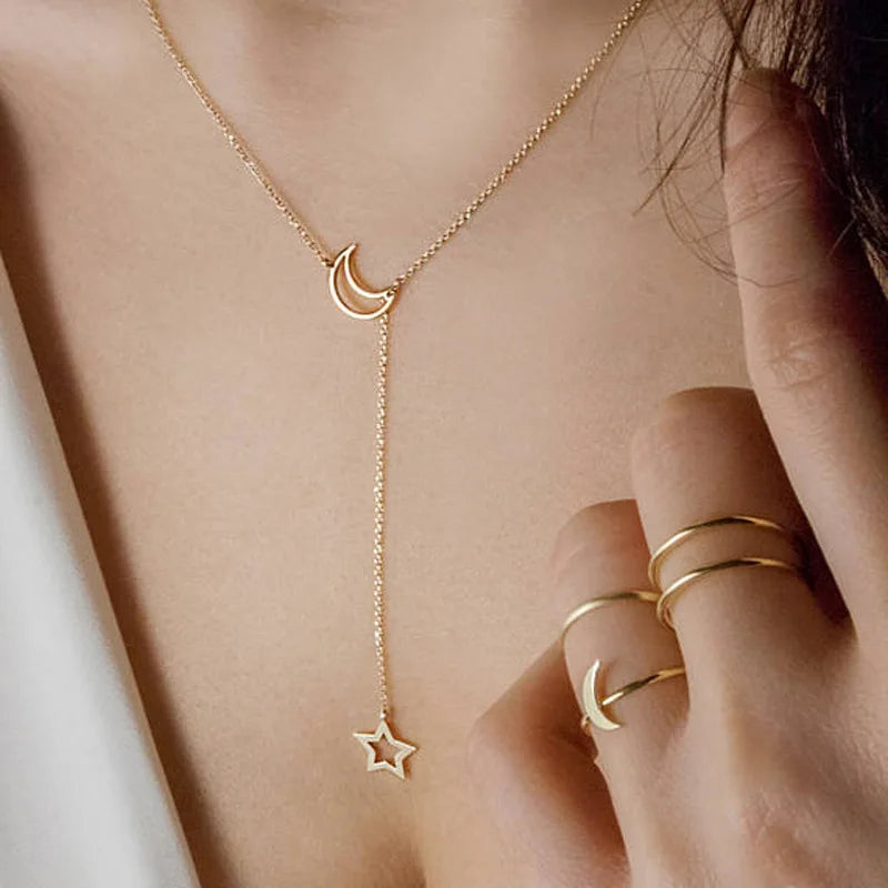 Moon Star Charm Necklace