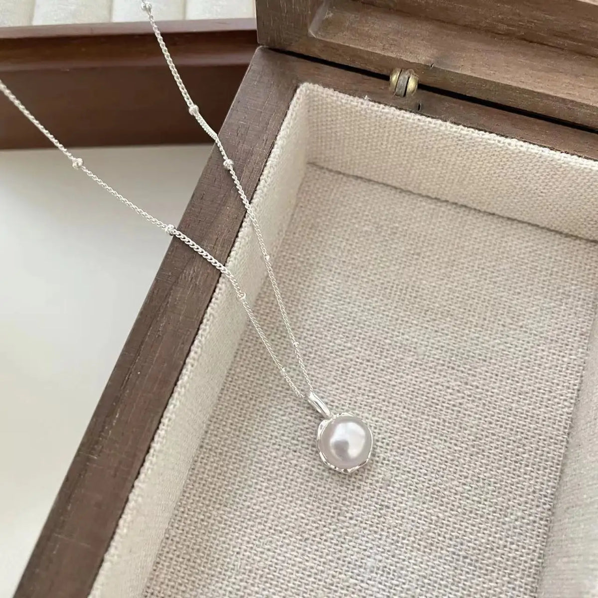 Sterling Pearl Chain Necklace