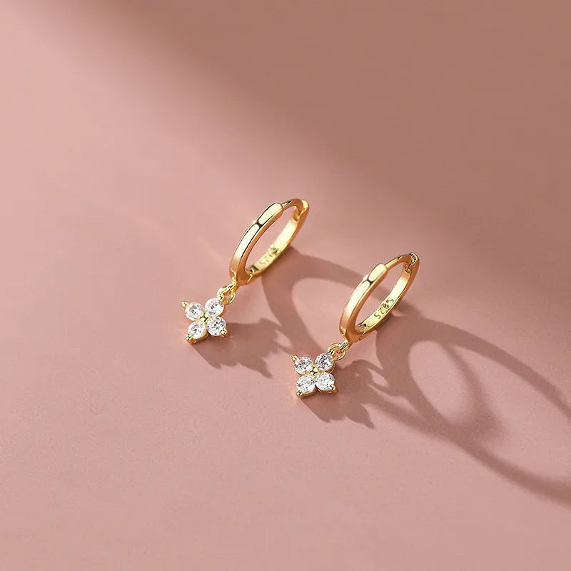 Floral Zircon Silver Studs
