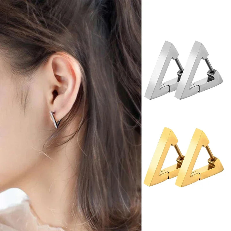 Stainless Triangle Hoop Earrings