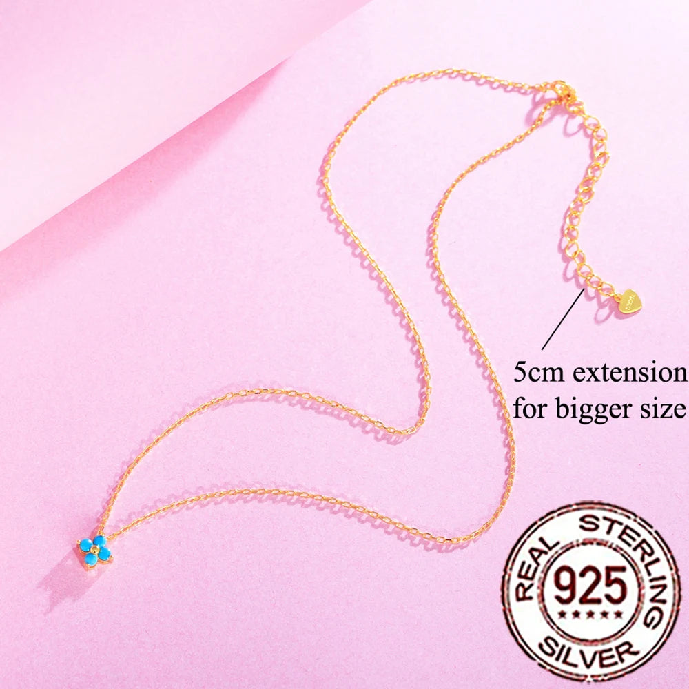 Turquoise Clover Silver Necklace