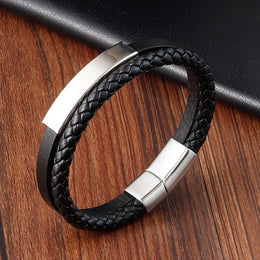 Black Braided Leather Bracelet