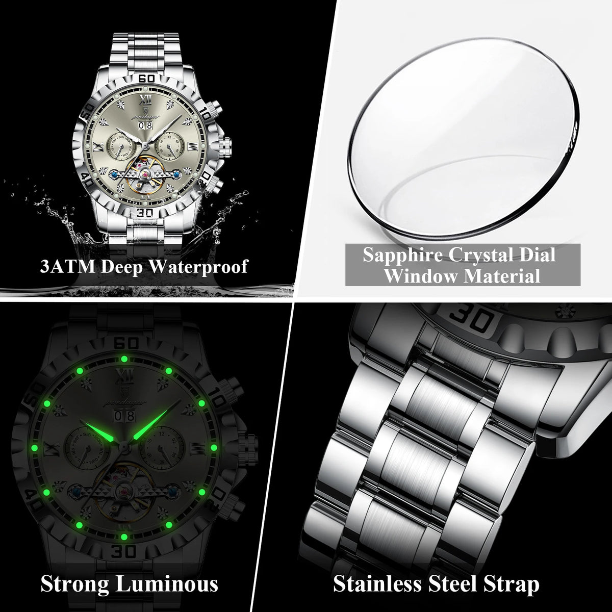 POEDAGAR Automatic Tourbillon Watch