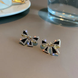 Rhinestone Bow Stud Earrings