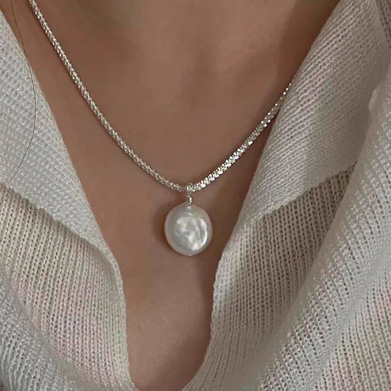 Sterling Pearl Chain Necklace