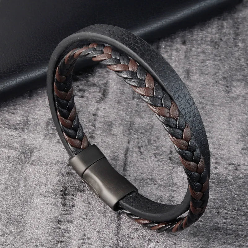 Black Braided Leather Bracelet