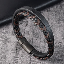 Black Braided Leather Bracelet