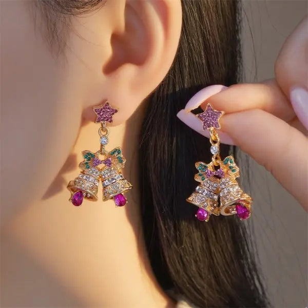 Christmas Bow Bell Earrings