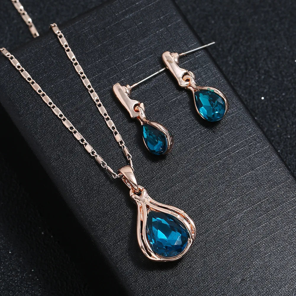 Blue Waterdrop Jewelry Set