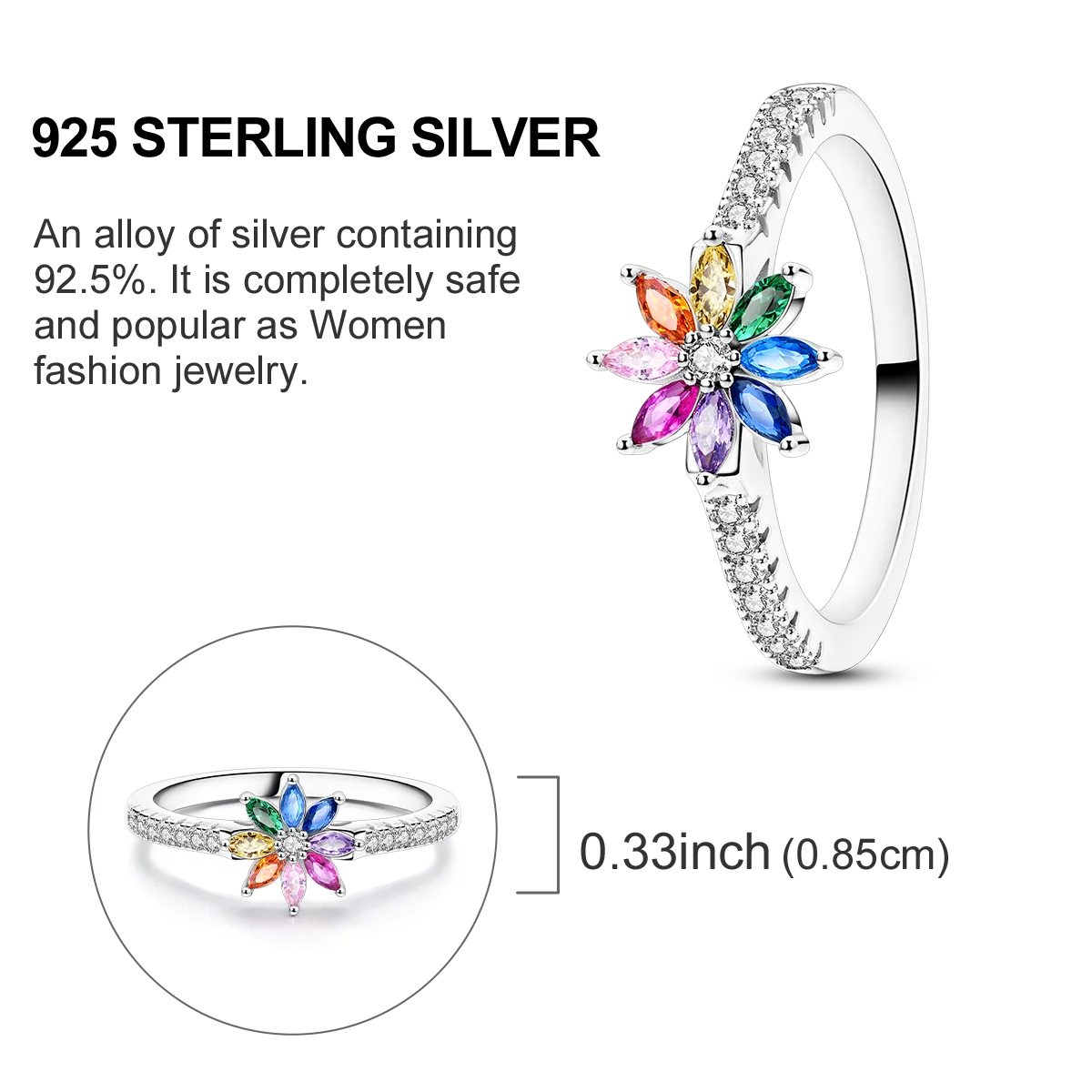 Blue Zircon Moon Ring