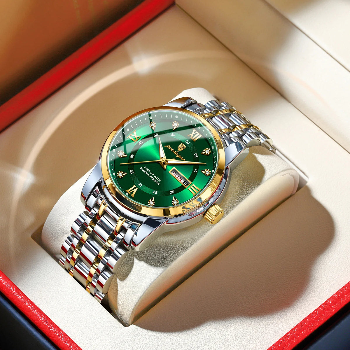 POEDAGAR Luminous Calendar Watch