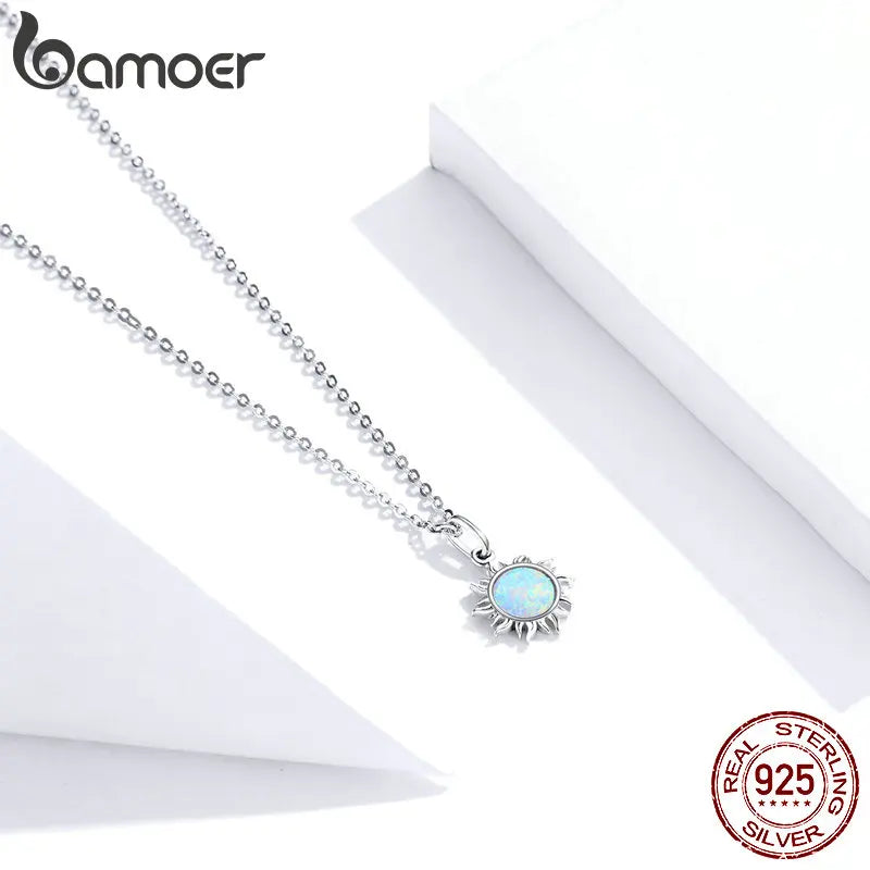 Opal Sun Silver Necklace