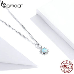 Opal Sun Silver Necklace