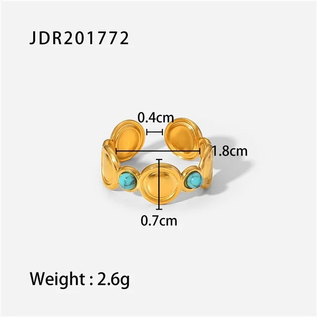Natural Stone Steel Ring