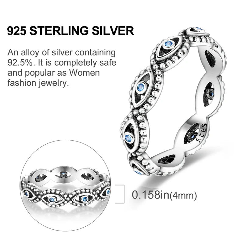 Blue Zircon Moon Ring