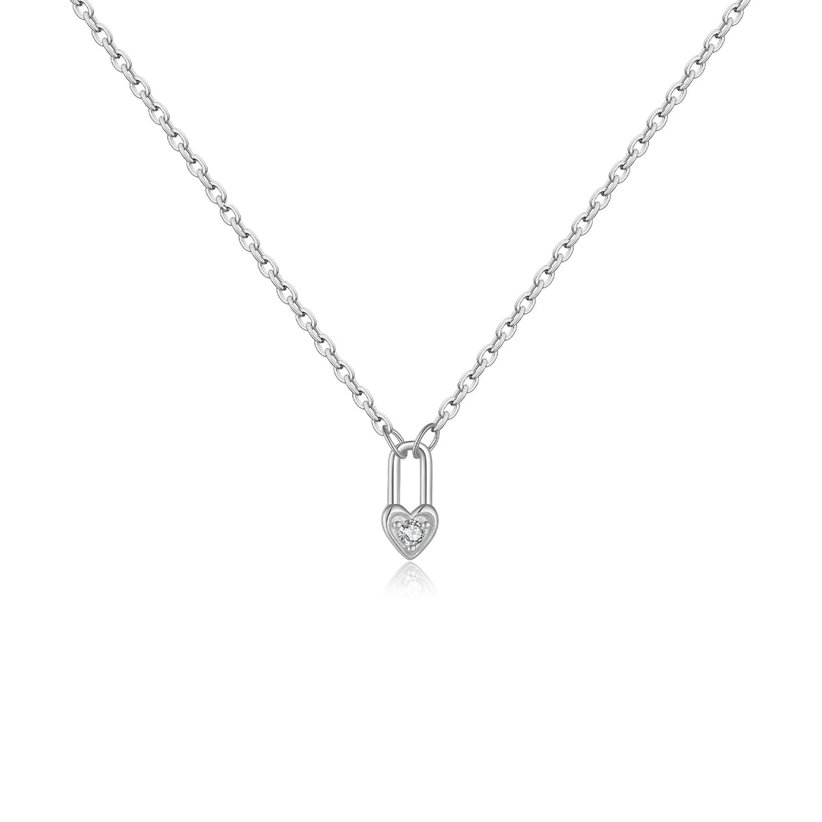 Heart Padlock Silver Necklace