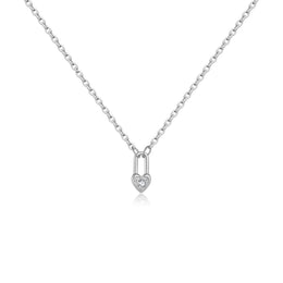 Heart Padlock Silver Necklace