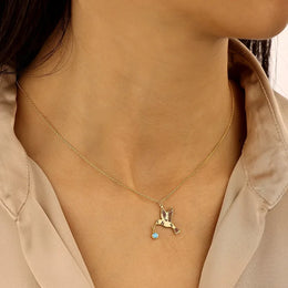 Birthstone Hummingbird Pendant Necklace