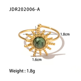 Natural Stone Steel Ring