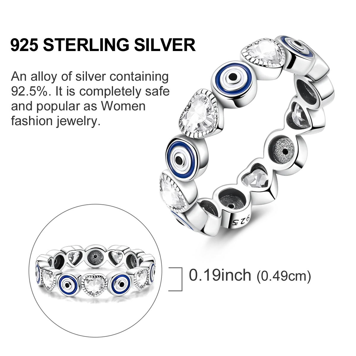 Blue Zircon Moon Ring