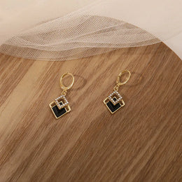 Black Rhombus Rhinestone Drops