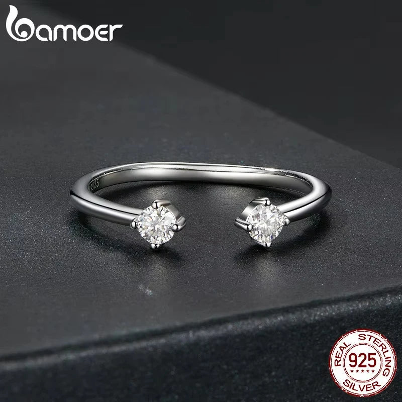 Moissanite Adjustable Silver Ring