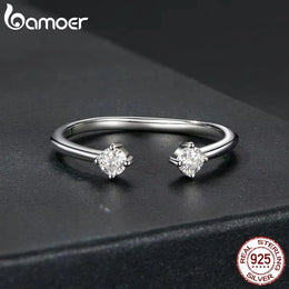 Moissanite Adjustable Silver Ring