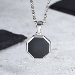 Black Enamel Square Necklace