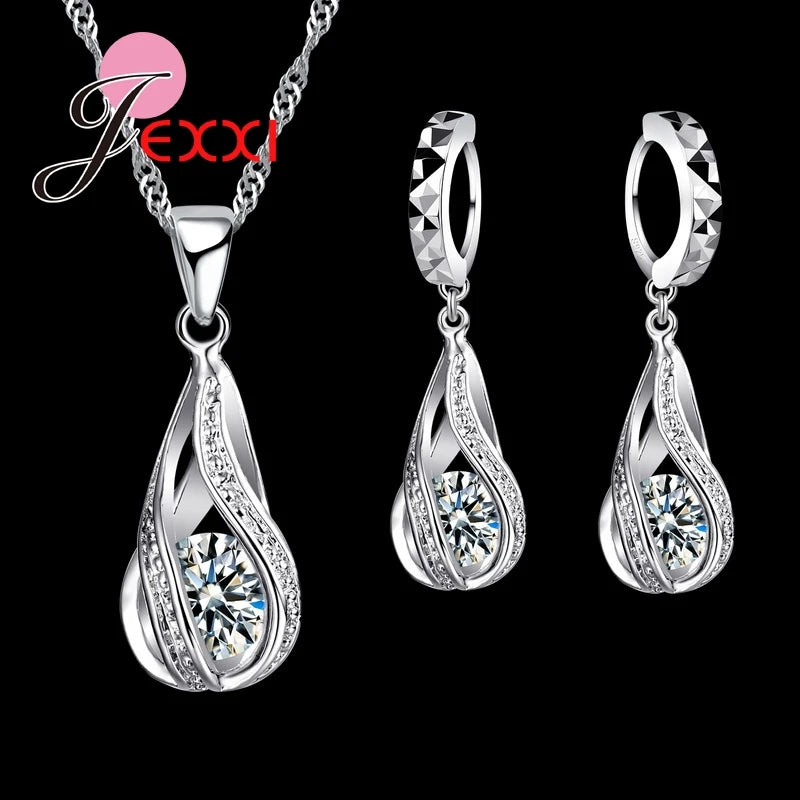 Sterling Waterdrop Zircon Set