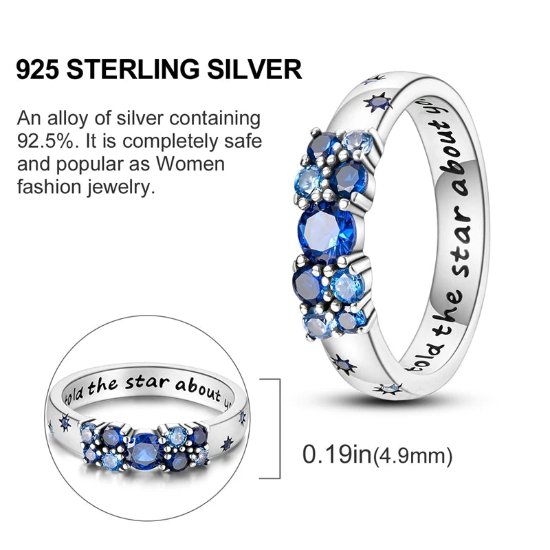 Blue Zircon Moon Ring