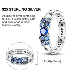 Blue Zircon Moon Ring