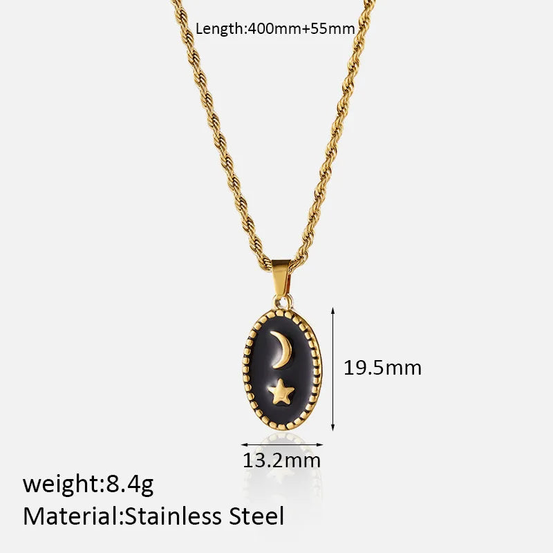 Vintage Moon Steel Necklace