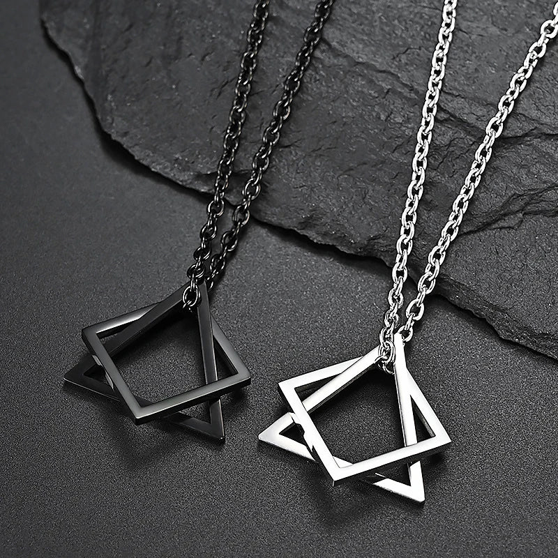 Interlocking Geometric Steel Necklace