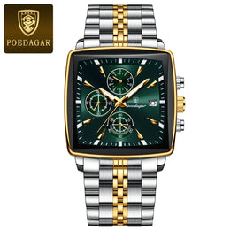 POEDAGAR Square Chronograph Watch