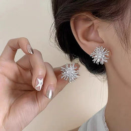 Zircon Flower Stud Earrings