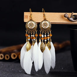 Bohemian Feather Tassel Earrings