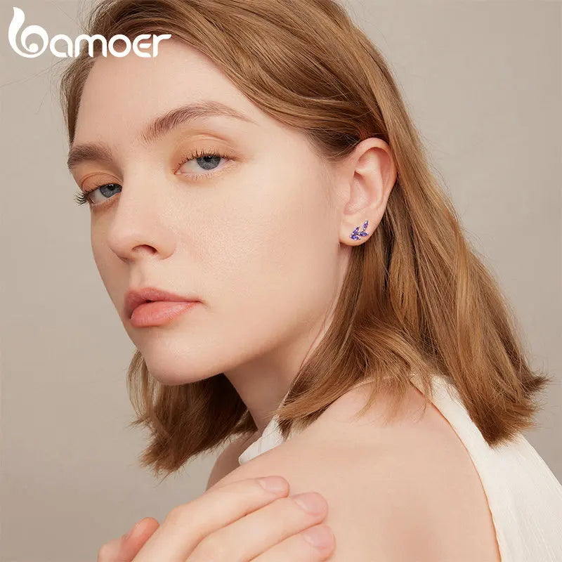 Purple Branch Silver Studs