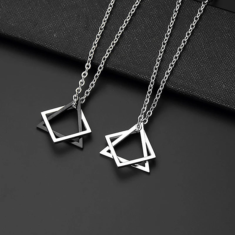 Interlocking Geometric Steel Necklace
