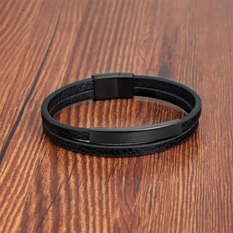 Black Braided Leather Bracelet